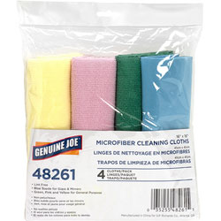 Genuine Joe Microfiber Cleaning Cloth, Blue, Pack of 4