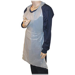 Genuine Joe Disposable Apron, Polyethylene, One Size Fits Most, 32 inx50 in, WE