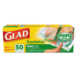 Glad Sandwich Zipper Bags, 6.63 in x 8 in, Clear, 600/Carton