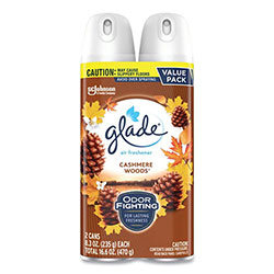 Glade Air Freshener, Cashmere Woods, 8.3 oz Aerosol Spray, 3/Carton
