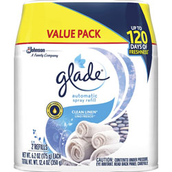 Glade Automatic Spray Refill Value Pack - 12.4 fl oz (0.4 quart) - Clean Linen - 60 Day - 6 / Carton - Long Lasting, Phthalate-free, Paraben-free, Formaldehyde-free, Nitro Musk Free