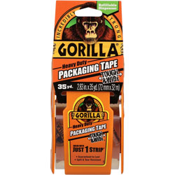 Gorilla Glue Heavy-Duty Tough & Wide Shipping/Packaging Tape - 35 yd Length x 2.83 in Width - 3 in Core - Dispenser Included - 1 / Pack - Clear