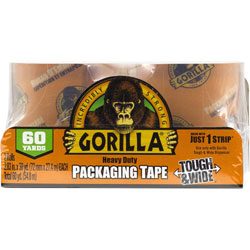Gorilla Glue Heavy Duty Tough and Wide Packaging Tape Refill, 2.88 in x 30 yds, Clear, 2/Pack