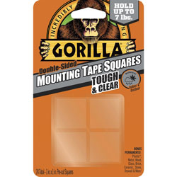 Gorilla Glue Tough & Clear Mounting Squares, 1 in Length x 1 in Width, 1/Pack, Clear