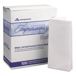 GP Essence Impressions 1/8-Fold Dinner Napkins, Two-Ply, 17 x 17, White