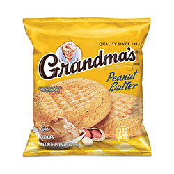 Grandma's Homestyle Peanut Butter Cookies, 2.5 oz Pack, 2 Cookies/Pack, 60 Packs/Carton