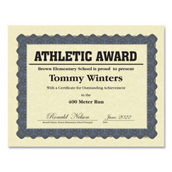 Great Papers!® Metallic Border Certificates, 11 x 8.5, Ivory/Blue with Blue Border, 100/Pack