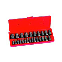 Hanson Hex Head Multi-Spline Screw Extractors - 532 Series - Plastic Case Set, 25 Pc, 1/8 in to 7/8 in