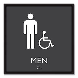 Headline® Sign ADA Sign, Men Accessible, Plastic, 8 x 8, Clear/White