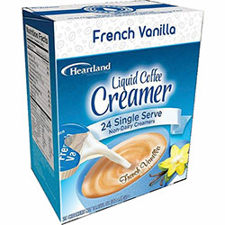 Heartland® Liquid Creamer, French Vanilla Flavor, 0.37 fl oz (11 mL), 24/Box