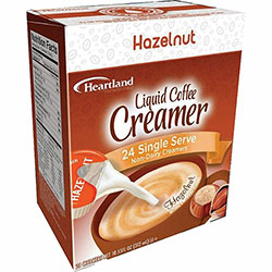 Heartland® Liquid Creamer, Hazelnut Flavor, 0.37 fl oz (11 mL), 24/Box