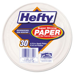 Hefty Super Strong Paper Dinnerware, 6 3/4 in Plate, Bagasse, 30/Pack, 12 Packs/Carton
