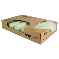 Heritage Bag BioTuf Compostable Can Liners, 28 x 45, 1.0 Mil, Light Green