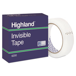 Highland Invisible Permanent Mending Tape, 3 in Core, 1 in x 72 yds, Clear