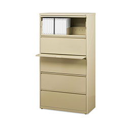 Hirsh 10000-Series 5 Drawer Metal Lateral File Cabinet, 30 inx18.6 inx68 in, Beige