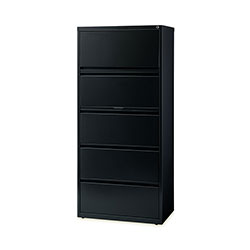 Hirsh 10000-Series 5 Drawer Metal Lateral File Cabinet, 30 inx18.6 inx68 in, Black