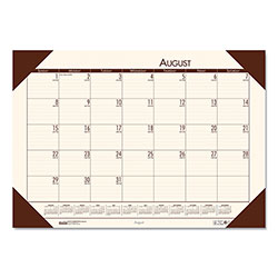 House Of Doolittle Recycled EcoTones Academic Desk Pad Calendar, 18.5 x 13, Brown Corners, 2021-2022