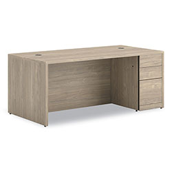 Hon 10500 Series Single Full-Height Pedestal Desk, Right: Box/Box/File, 72 in x 36 in x 29.5 in, Kingswood Walnut