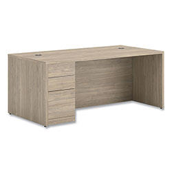 Hon 10500 Series Single Full-Height Pedestal Desk, Left: Box/Box/File, 72 in x 36 in x 29.5 in, Kingswood Walnut