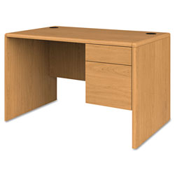 Hon 10700 Series Single 3/4 Right Pedestal Desk, 48w x 30d x 29.5h, Harvest