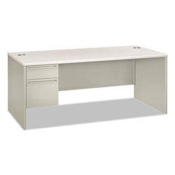 Hon 38000 Series Single Pedestal Desk, Left, 72w x 36d x 30h, Silver Mesh/Light Gray
