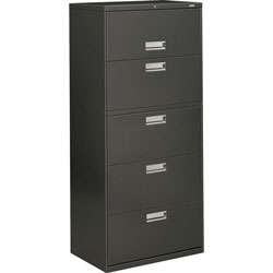 Hon 600 Series Five-Drawer Lateral File, 30w x 18d x 64.25h, Charcoal