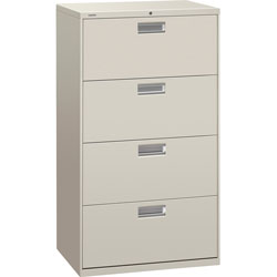 Hon 600 Series Four-Drawer Lateral File, 30w x 18d x 52.5h, Light Gray