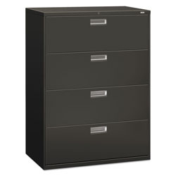 Hon 600 Series Four-Drawer Lateral File, 42w x 18d x 52.5h, Charcoal