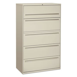 Hon 700 Series Five-Drawer Lateral File with Roll-Out Shelves, 42w x 18d x 64.25h, Light Gray