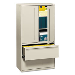 Hon 700 Series Lateral File with Storage Cabinet, 36w x 18d x 64.25h, Light Gray