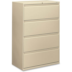 Hon 800-Series 4 Drawer Metal Lateral File Cabinet, 36 in Wide, Beige