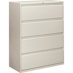 Hon 800-Series 4 Drawer Metal Lateral File Cabinet, 42 in Wide, Gray