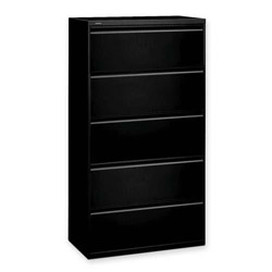 Hon 800 Series Five-Drawer Lateral File, Roll-Out/Posting Shelves, 36w x 67h, Black