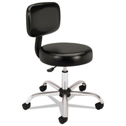 Hon Adjustable Task/Lab Stool with Back, 22" Seat Height, Supports up to 250 lbs., Black Seat/Black Back, Steel Base (HONMTS11EA11)