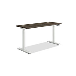 Hon Coordinate Height Adjustable Desk Bundle 2-Stage,58 x 22 x 27.75 to 47, Florence Walnut\Designer White