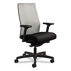 Hon Ignition 2.0 4-Way Stretch Mid-Back Mesh Task Chair, Supports 300lb, 17 in to 21 in Seat Height, Black Seat, Fog Back, Black Base