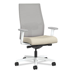 Hon Ignition 2.0 4-Way Stretch Mid-Back Task Chair, White Adjustable Lumbar Support, Biscotti/Fog/White