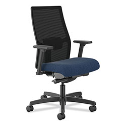 Hon Ignition 2.0 4-Way Stretch Mid-Black Mesh Task Chair, Supports 300 lb, 17 in to 21 in Seat Ht, Navy/Black