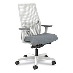 Hon Ignition 2.0 Reactiv Mid-Back Task Chair, 17.25 in to 21.75 in Seat Height, Basalt Fabric Seat, White Back
