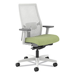 Hon Ignition 2.0 Reactiv Mid-Back Task Chair, Fern Fabric Seat, Designer White Back, White Base