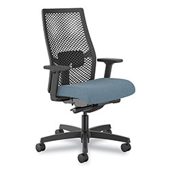 Hon Ignition 2.0 Reactiv Mid-Back Task Chair, 17.25 in to 21.75 in Seat Height, Blue Fabric Seat, Black Back