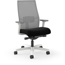 Hon Ignition Mid-back Task Chair - Black Seat - Fog Mesh Back - Designer White Frame - Mid Back - 1 Each