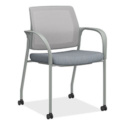 Hon Ignition Series Mesh Back Mobile Stacking Chair, 25 x 21.75 x 33.5, Basalt/Fog, Textured Silver Base