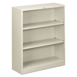 Hon Metal Bookcase, Three-Shelf, 34-1/2w x 12-5/8d x 41h, Light Gray