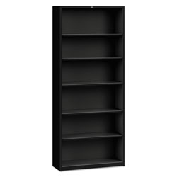 Hon Metal Bookcase, Six-Shelf, 34-1/2w x 12-5/8d x 81-1/8h, Black