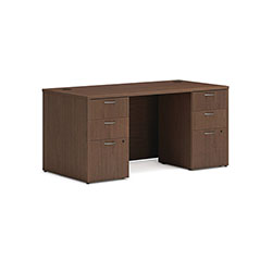 Hon Mod Double Pedestal Desk Bundle, 60 in x 30 in x 29 in, Sepia Walnut