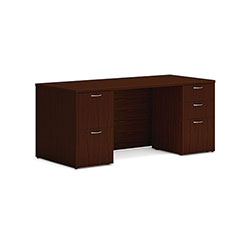 Hon Mod Double Pedestal Desk Bundle, 66 in x 30 in x 29 in, Traditional Mahogany