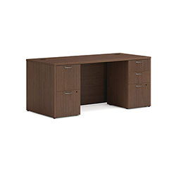 Hon Mod Double Pedestal Desk Bundle, 66 in x 30 in x 29 in, Sepia Walnut