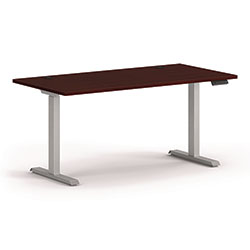 Hon Mod Height Adjustable Desk Bundle, 60 in x 30 in x 27.5 in to 47.75 in, Slate Teak/Silver