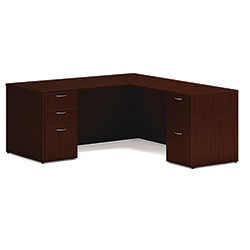 Hon Mod L-Station Double Pedestal Desk Bundle, 66 in x 72 in x 29 in, Traditional Mahogany